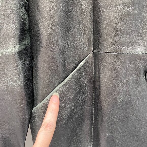 WILSONS Womens Distressed Soft Leather Jacket Size L Button Grunge 90s Y2K Goth - Picture 14 of 16